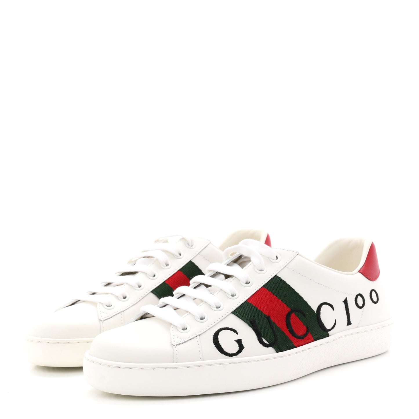 Calfskin Gucci 100 Mens Ace Sneakers 6 White Hibiscus Red 6 White Hibiscus Red