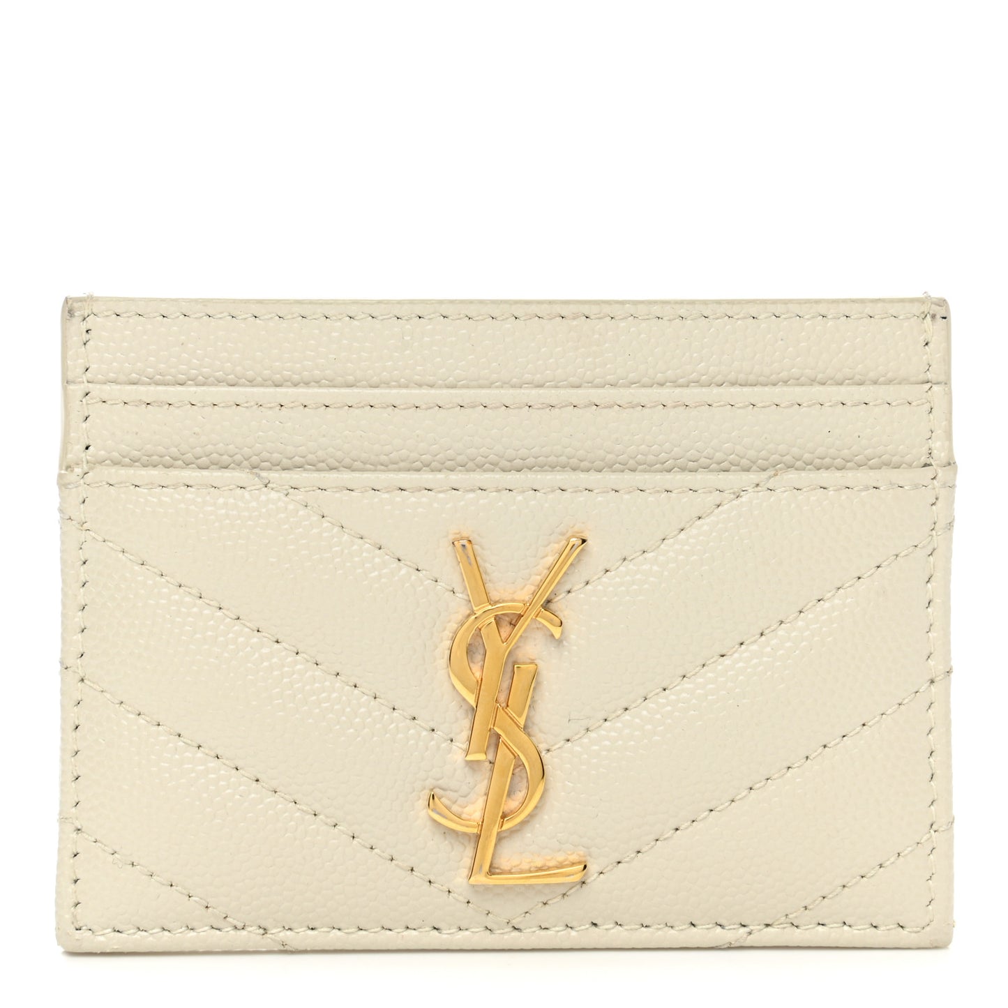 Grain De Poudre Matelasse Chevron Monogram Credit Card Case Sea Salt