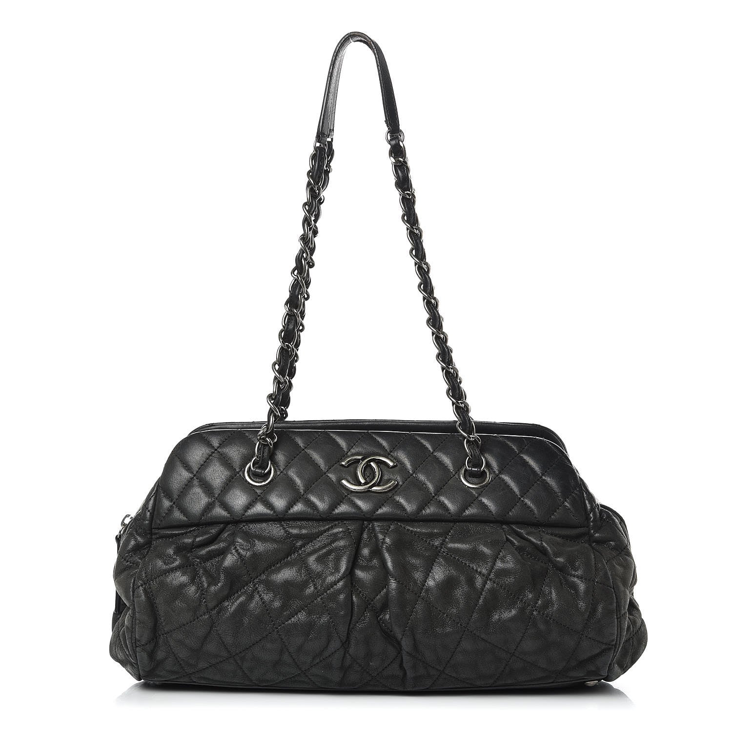 Chanel Iridescent Calfskin Chic Quilt Bowling Bag Black 1 of 13