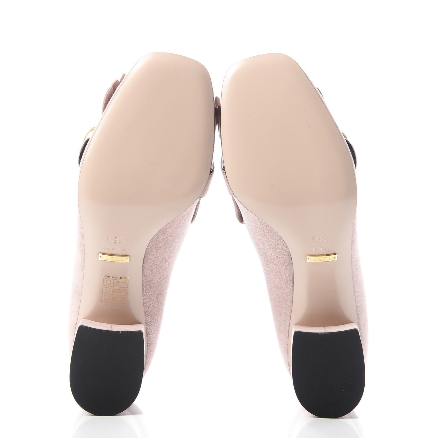 Kid Scamosciato GG Marmont Fringe 50mm Loafer Pumps 38.5 Crystal Pink