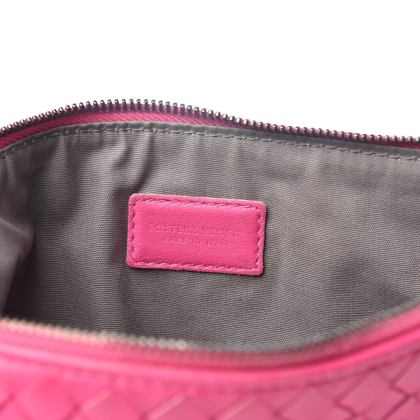 Nappa Intrecciato Flat Zip Pouch Rosa Shock