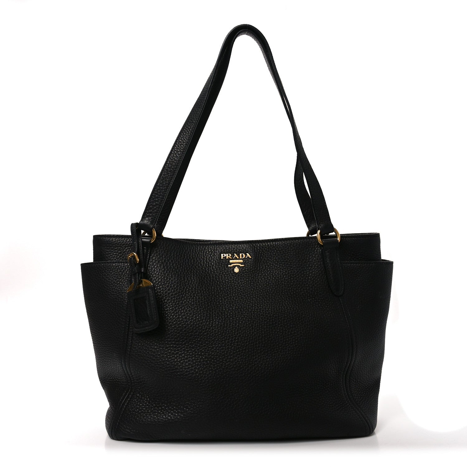 Prada Vitello Daino Side Pocket Tote Black 1 of 9