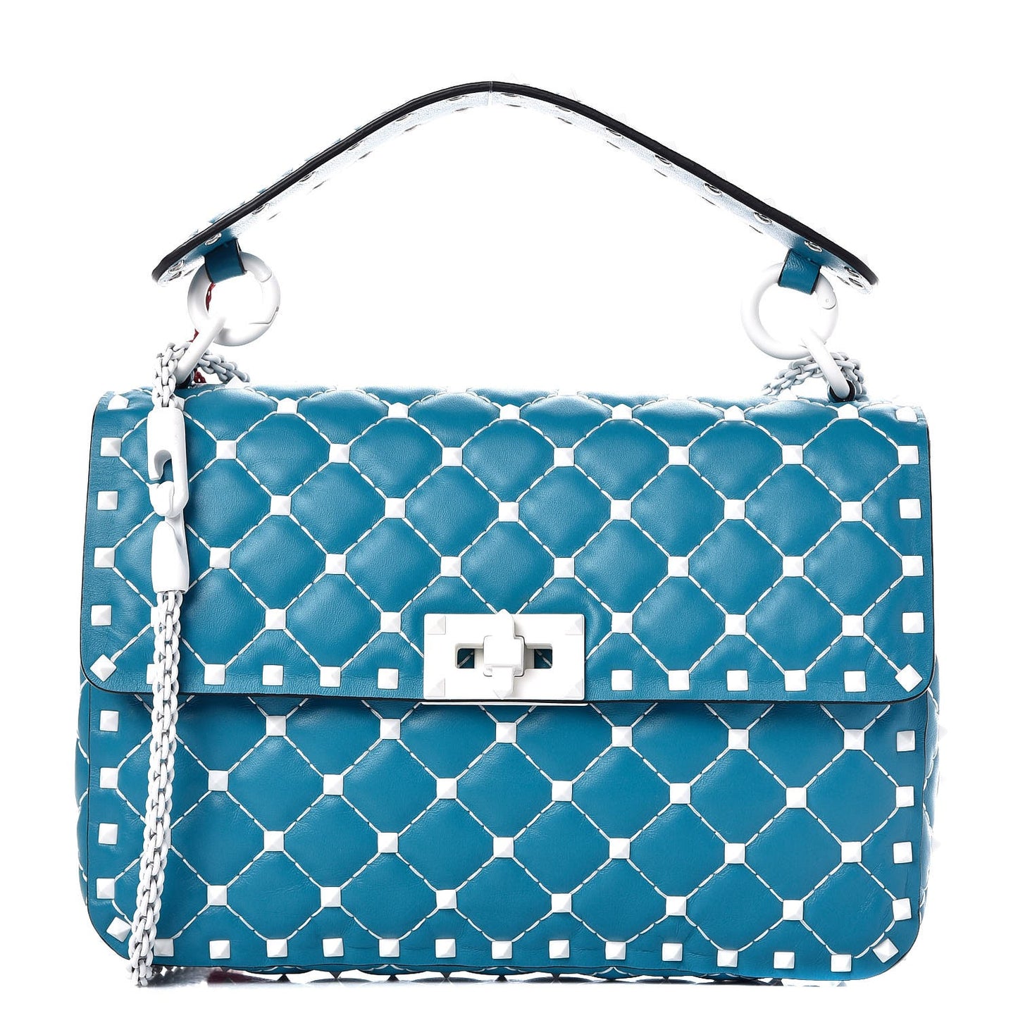Lambskin Medium Free Rockstud Spike Shoulder Bag Cerulean