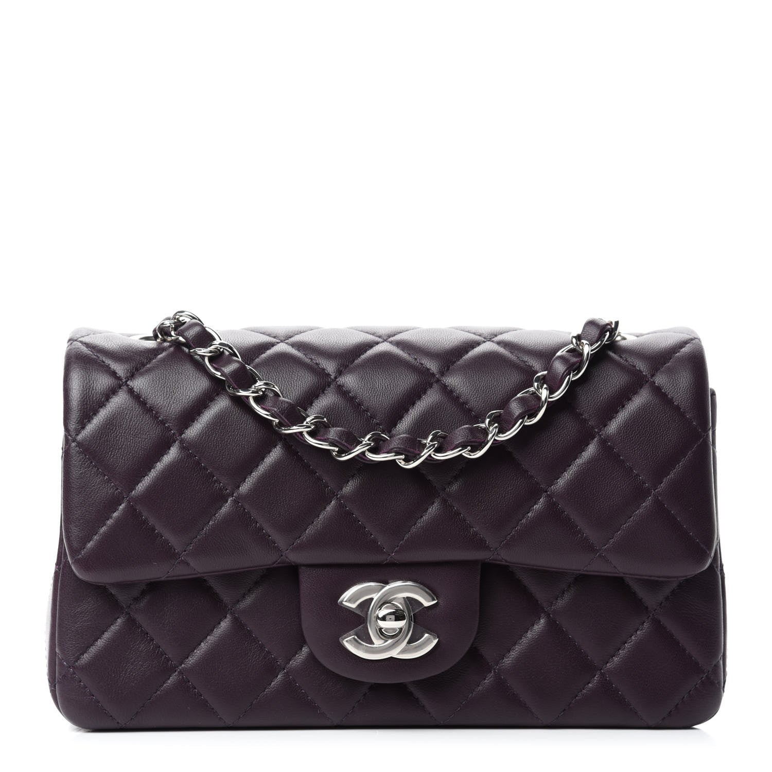 Chanel Lambskin Quilted Mini Rectangular Flap Dark Purple 1 of 11