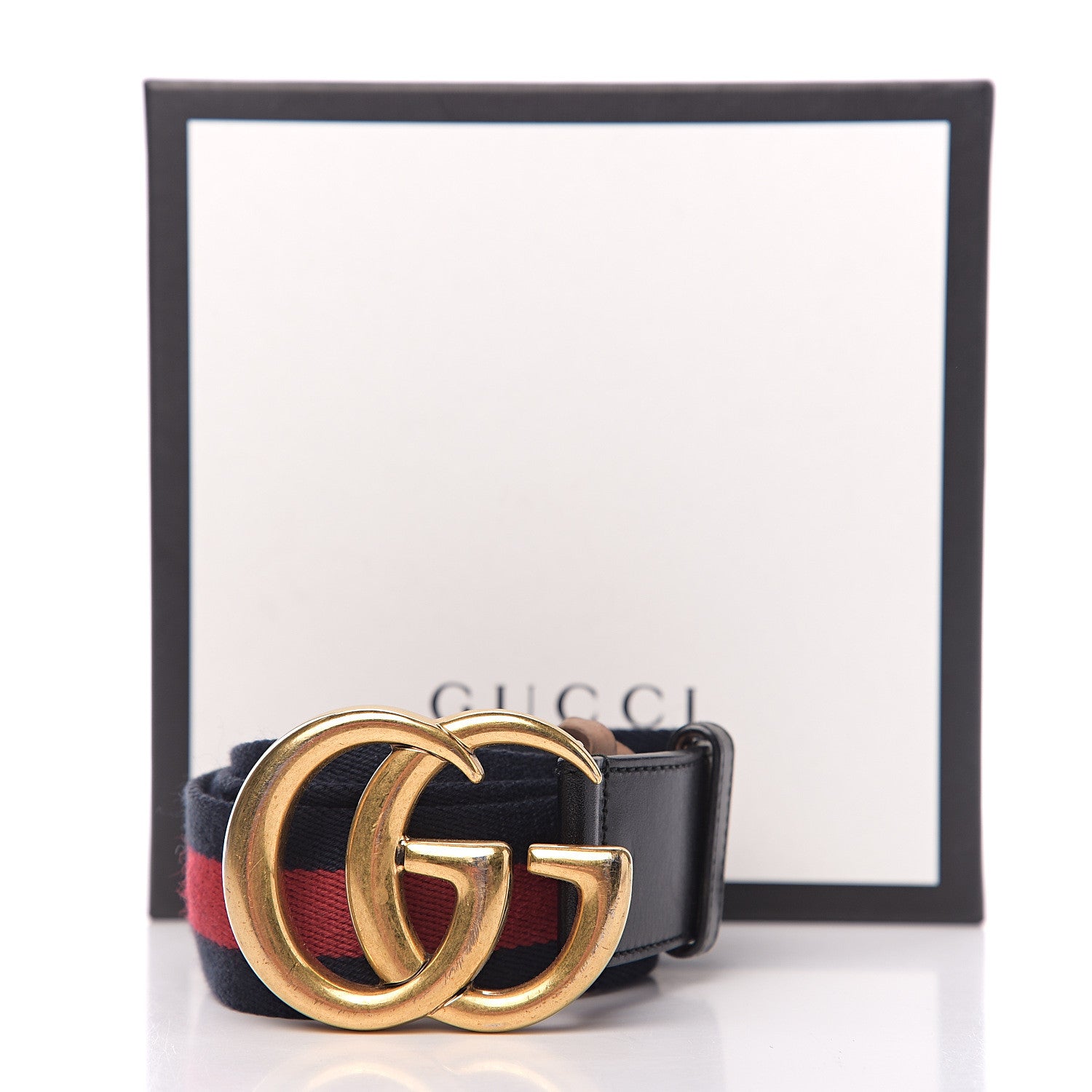 Gucci Nylon Calfskin Double G Web 40mm Belt 110 44 Blue Red Black 7 of 7