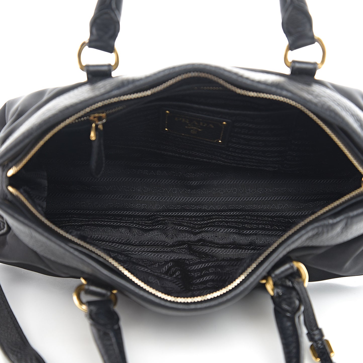Tessuto Nylon Vitello Daino Shopping Satchel Black