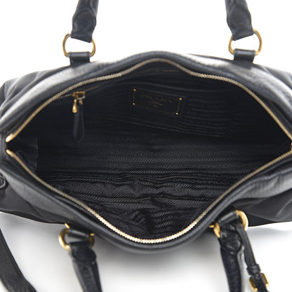 Prada Tessuto Nylon Vitello Daino Shopping Satchel Black 4 of 9