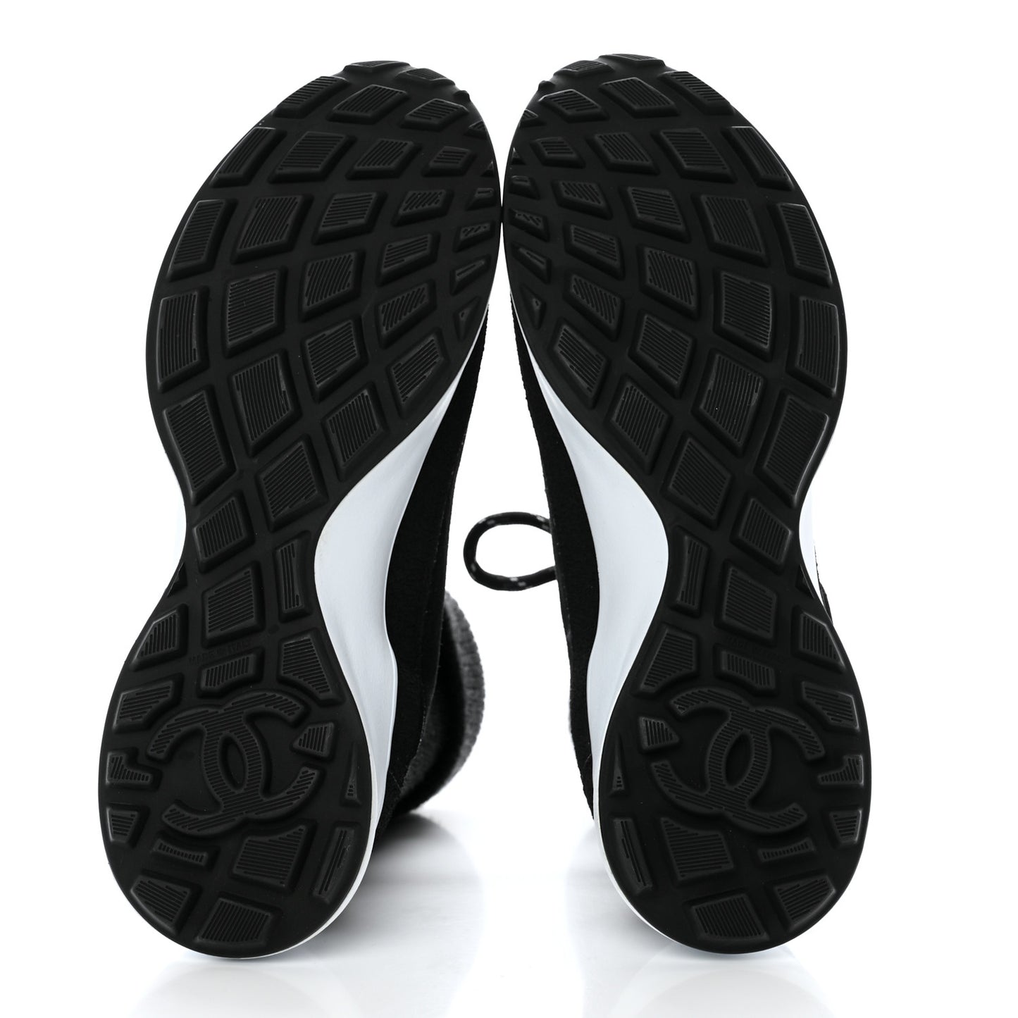 Suede Calfskin Knit CC Sneakers 40 Black Dark Gray