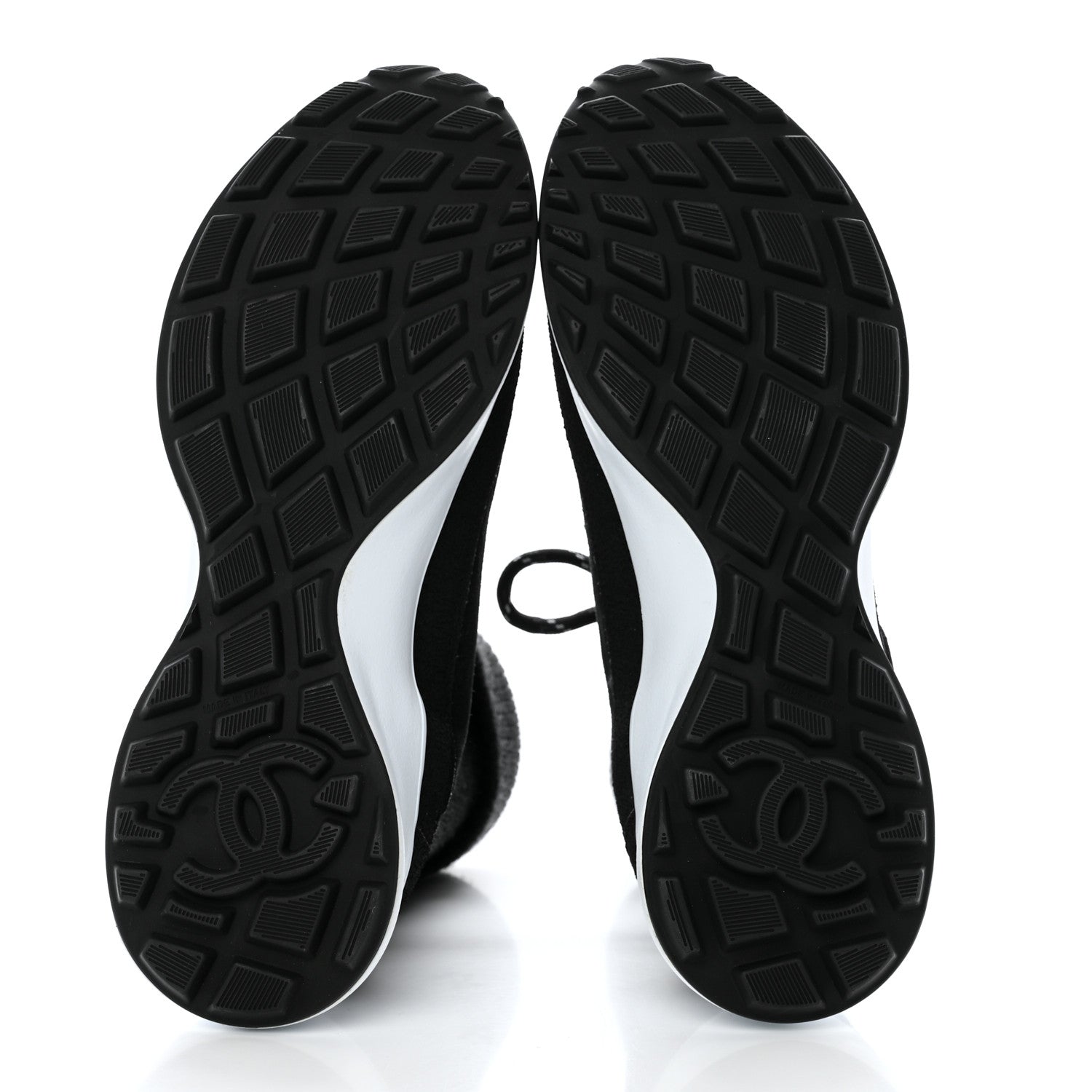 Chanel Suede Calfskin Knit CC Sneakers 40 Black Dark Gray 5 of 8