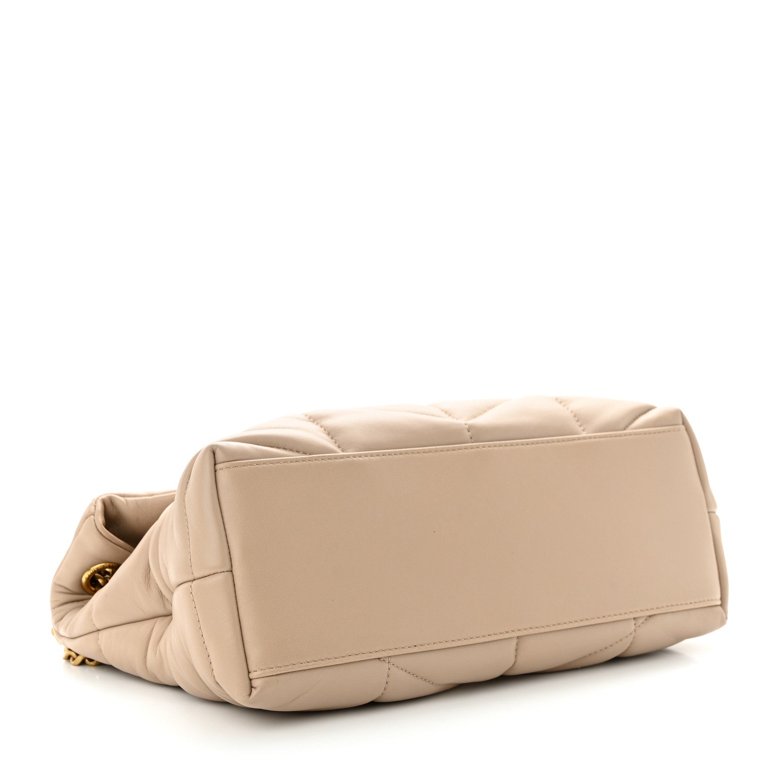 Saint Laurent Lambskin Quilted Small Loulou Puffer Monogram Chain Satchel Dark Beige 4 of 13