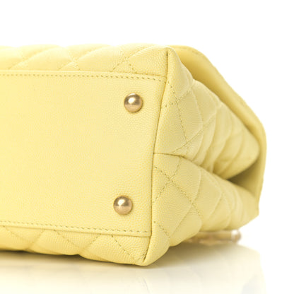 Chanel Caviar Quilted Small Coco Handle Flap Yellow 8 of 9