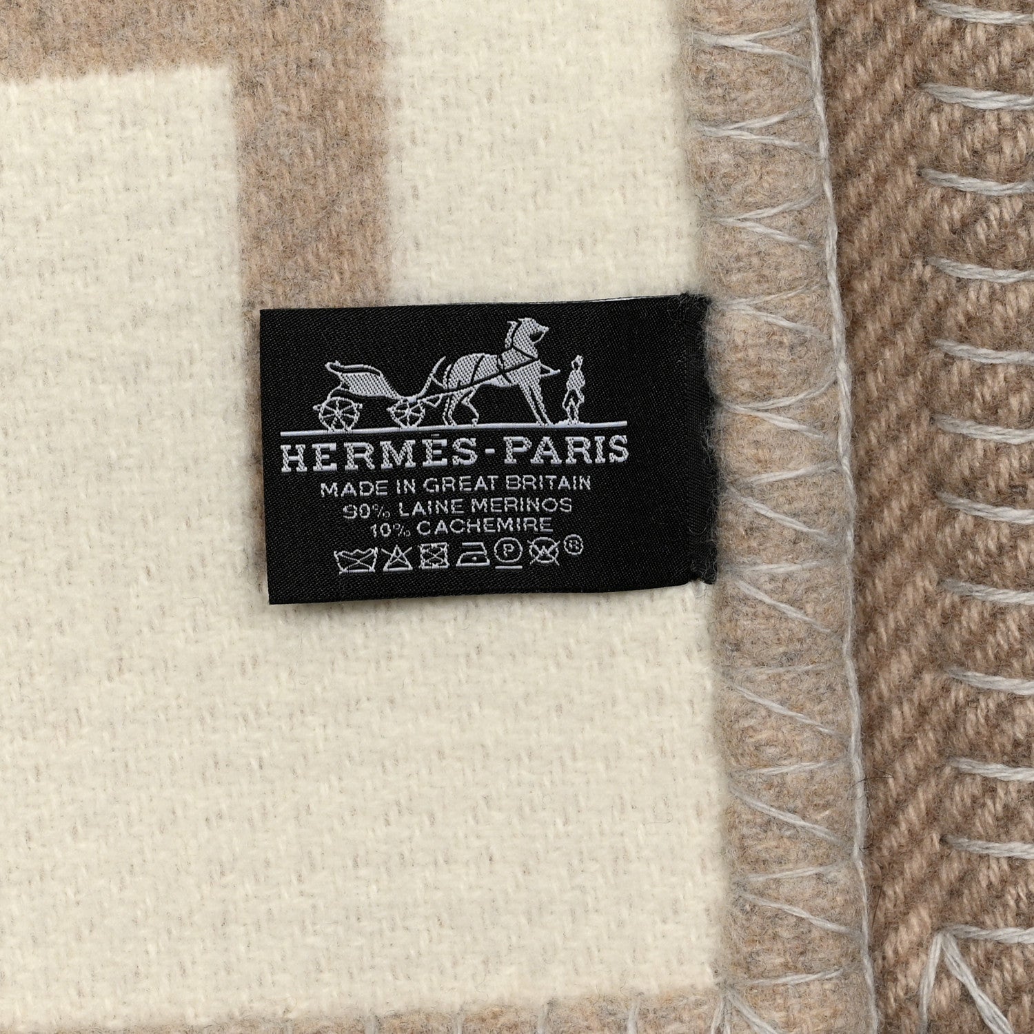 Hermes Wool Cashmere Avalon Vibration Blanket Ecru Naturel 3 of 3