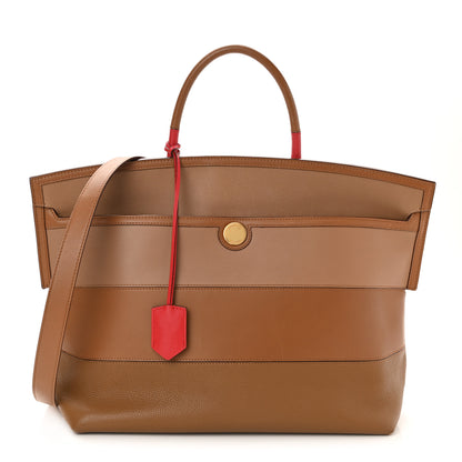 Burberry Calfskin Medium Society Top Handle Tote Tan 1 of 16