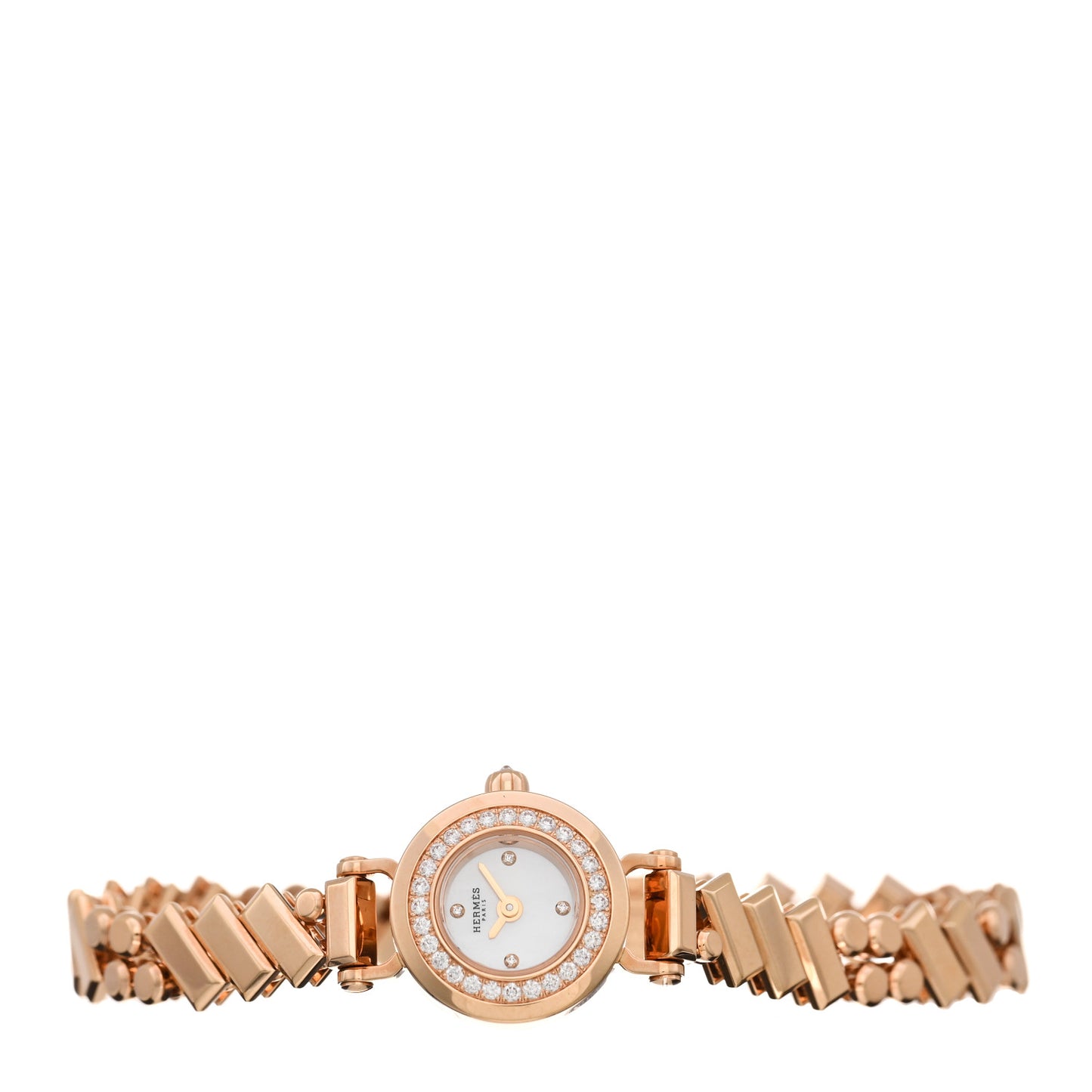 18K Rose Gold Diamond Mother of Pearl 16mm Faubourg Polka Mini Quartz Watch