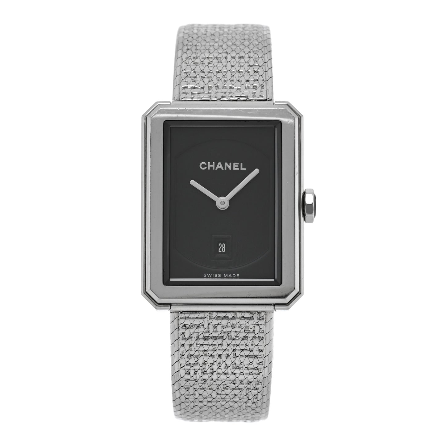 Stainless Steel 26mm Boy-friend Tweed Quartz Watch Black