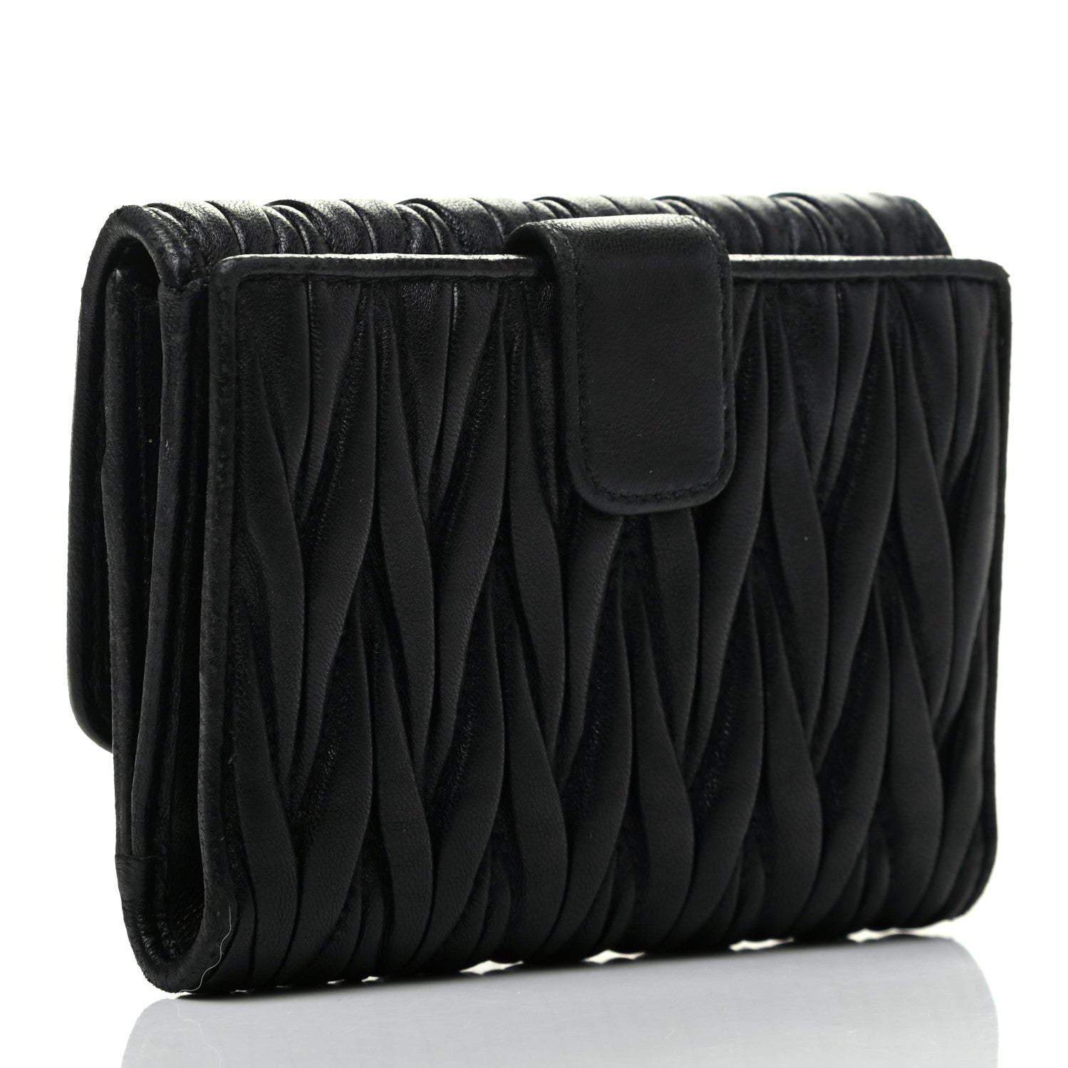 Miu Miu Nappa Matelasse Lux Flap Wallet Black 2 of 7