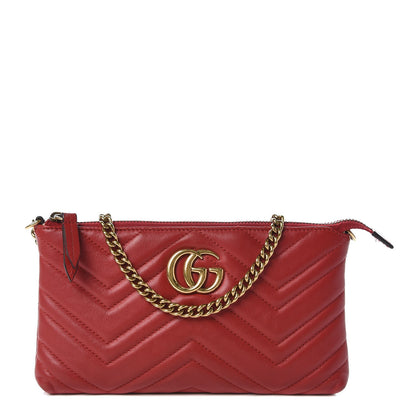 Gucci Calfskin Matelasse Mini GG Marmont Chain Bag Hibiscus Red 1 of 7