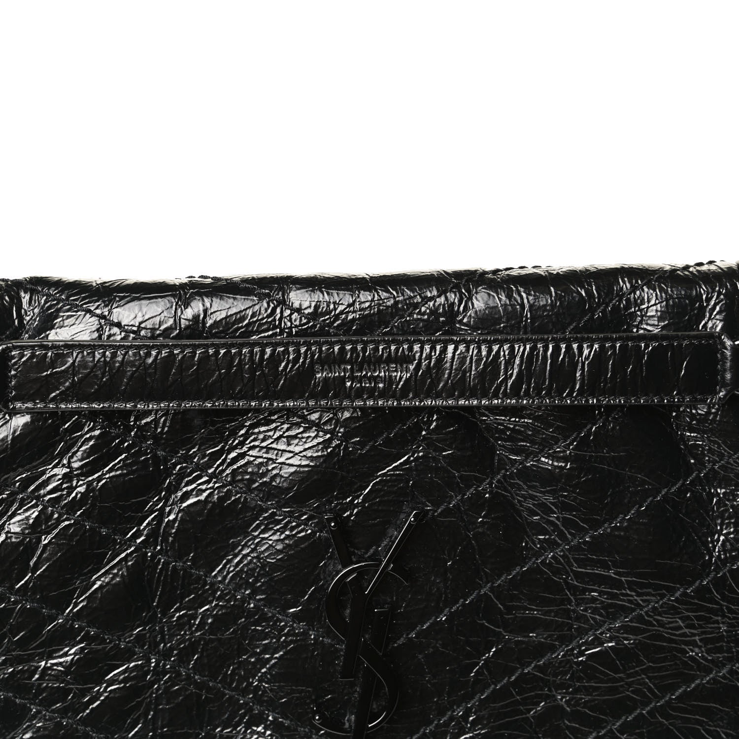 Saint Laurent Crinkled Calfskin Matelasse Monogram Medium Niki Chain Satchel Black 14 of 18