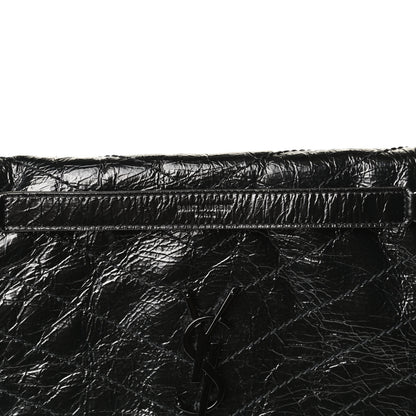 Saint Laurent Crinkled Calfskin Matelasse Monogram Medium Niki Chain Satchel Black 14 of 18