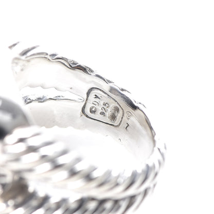 David Yurman Sterling Silver Diamond Black Onyx 14mm Albion Ring 54 7 5 of 5