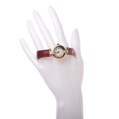 Cartier 18K Yellow Gold Alligator Diamond 24mm Must de Colisee Quartz Watch Red 2 of 19