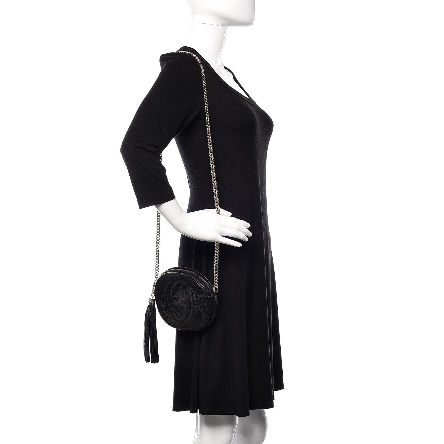 Gucci Pebbled Calfskin Mini Soho Chain Bag Black 2 of 12