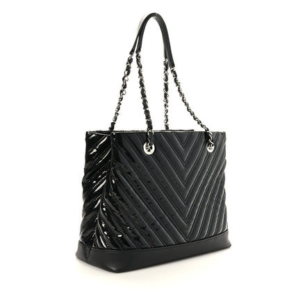 Chanel Patent Chevron Shopper Tote Black 3 of 10