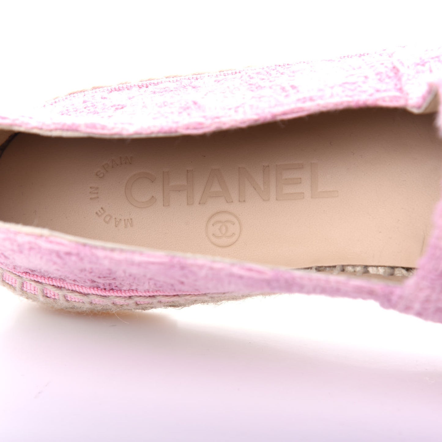 Tweed Patent CC Espadrilles 37 Pink Black