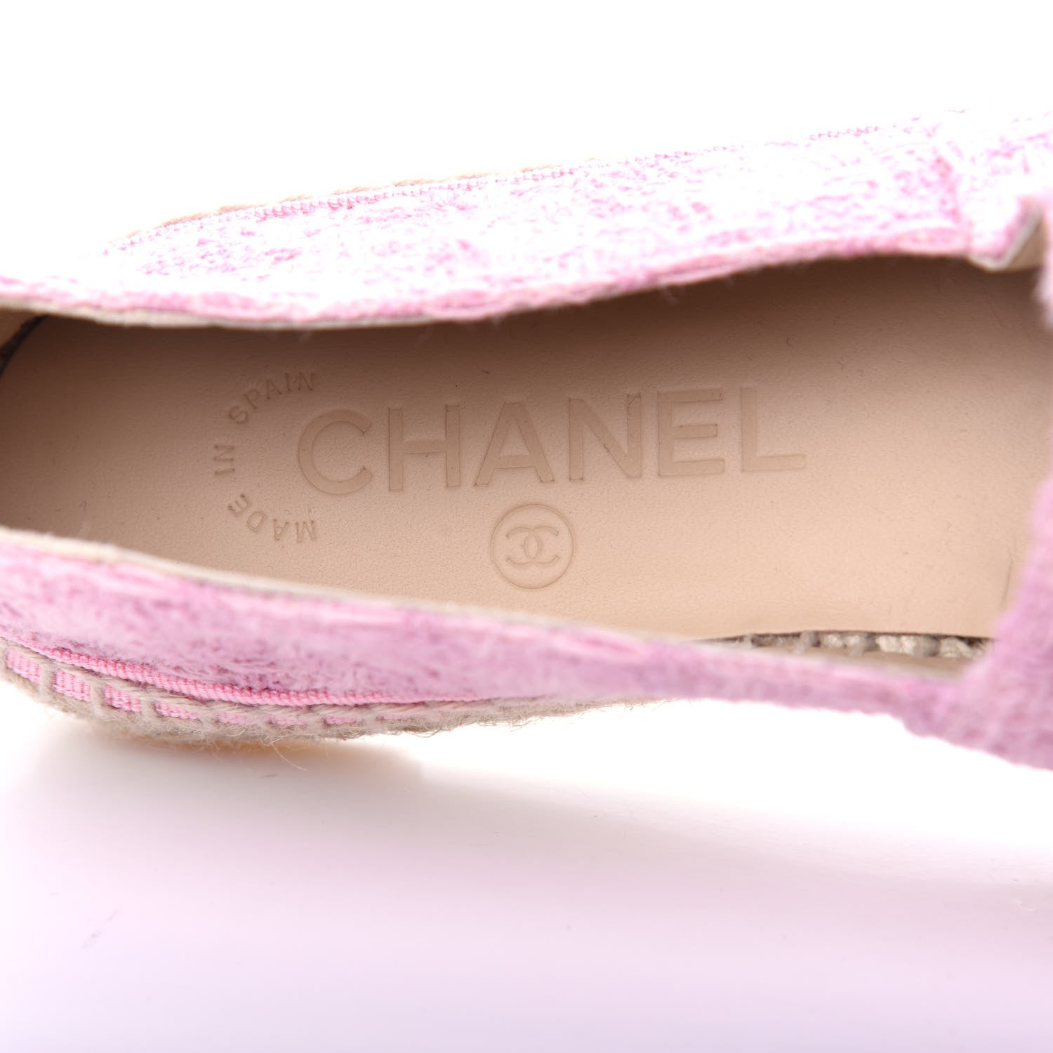 Chanel Tweed Patent CC Espadrilles 37 Pink Black 8 of 11