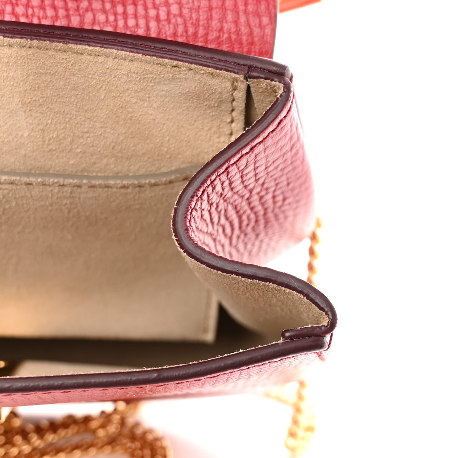 Chloe Grained Calfskin Lambskin Mini Bi-Color Drew Shoulder Bag Red 10 of 10