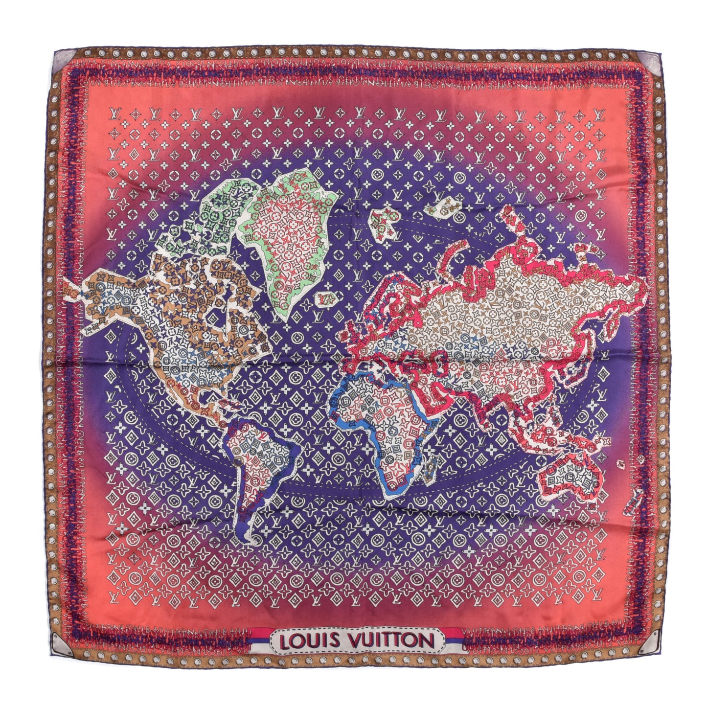 Silk Monogram Map Square Scarf