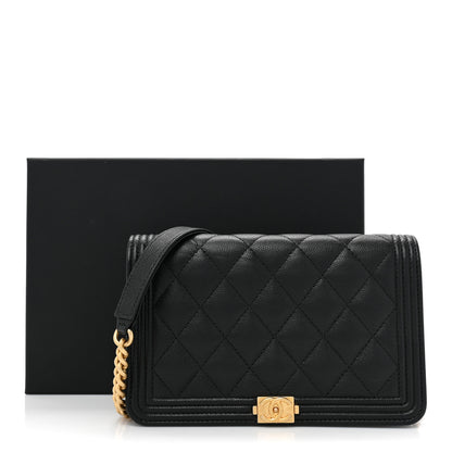 Chanel Caviar Quilted Boy Wallet On Chain WOC Black 12 of 12