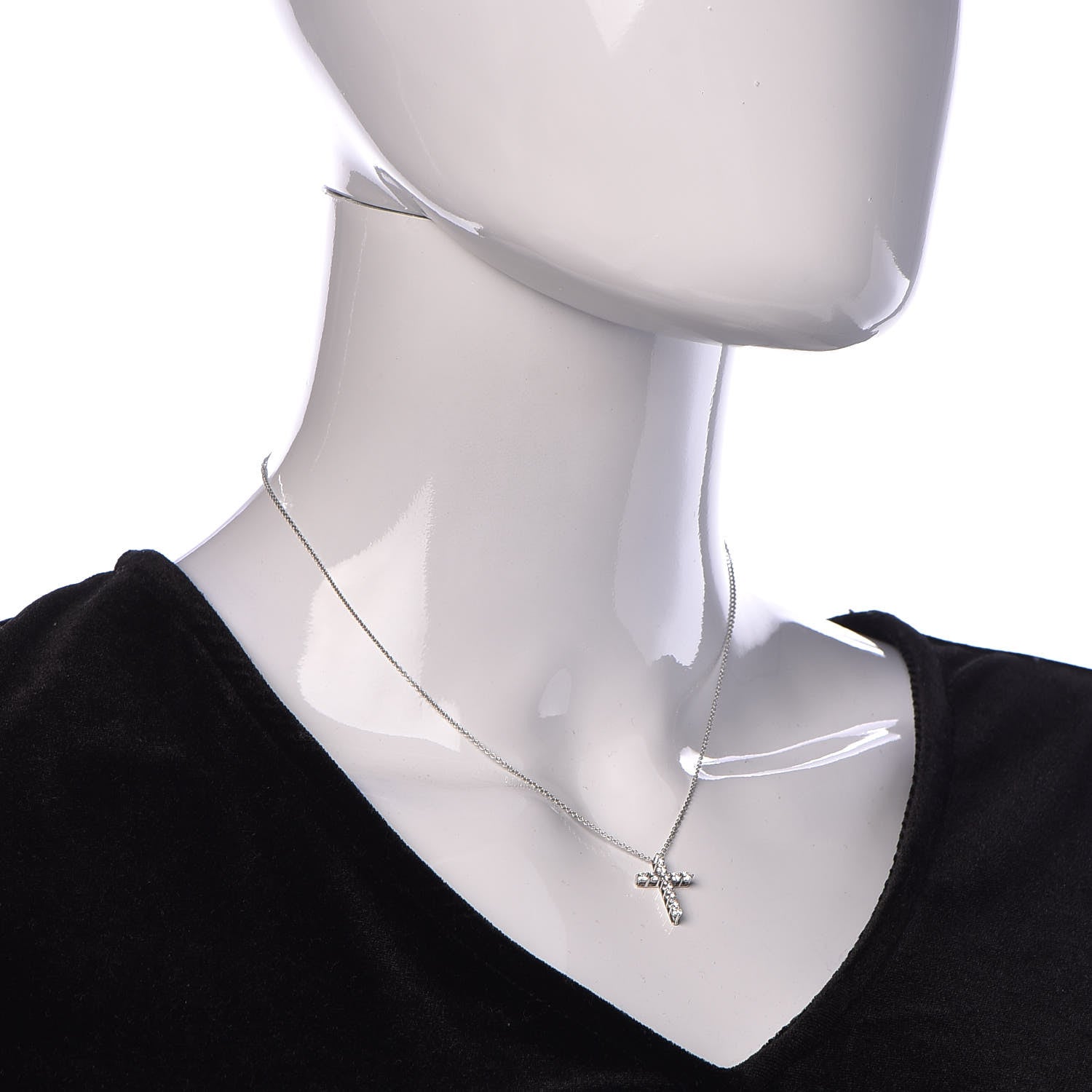 Tiffany Platinum Diamond Small Cross Pendant Necklace 2 of 5