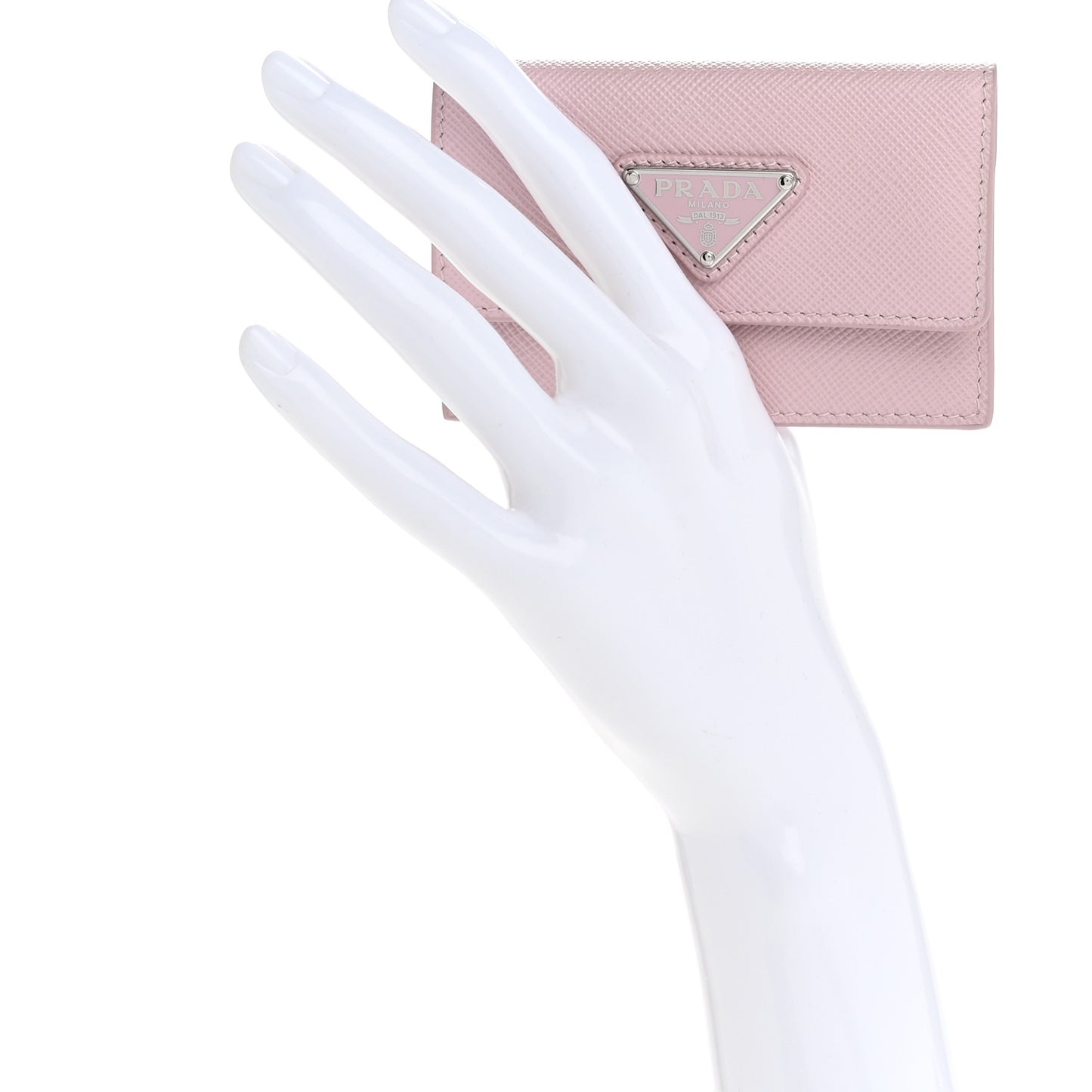 Saffiano Triangle Card Holder Wallet Alabastro