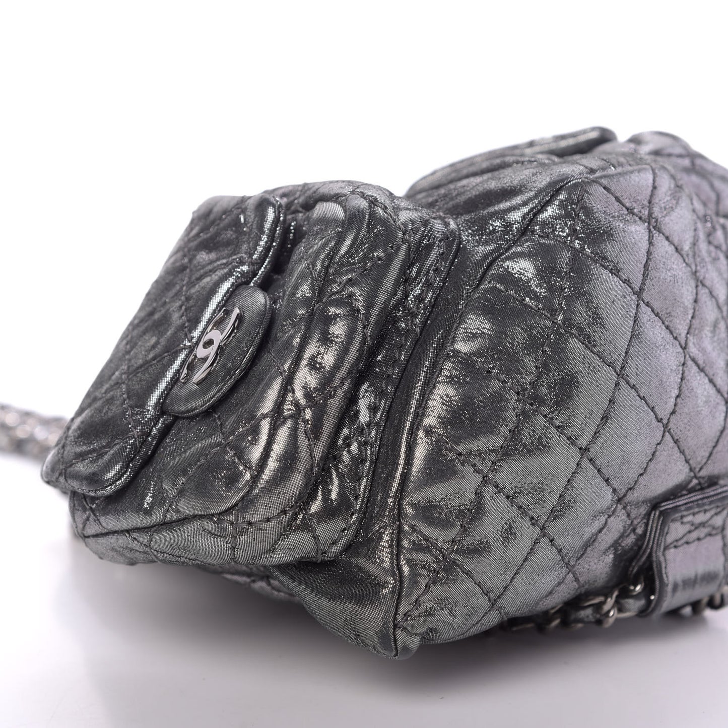 Iridescent Calfskin Mini Backpack Is Back Silver