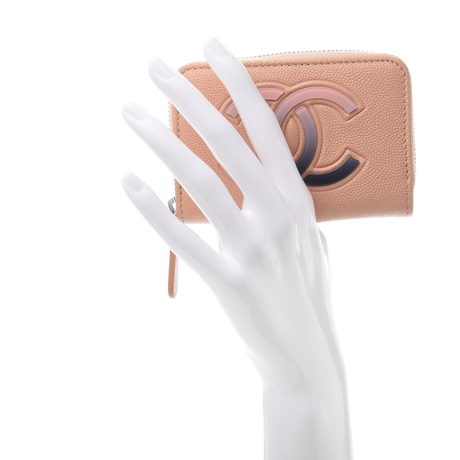 Chanel Caviar CC Small Zip Around Coin Purse Beige 2 of 7
