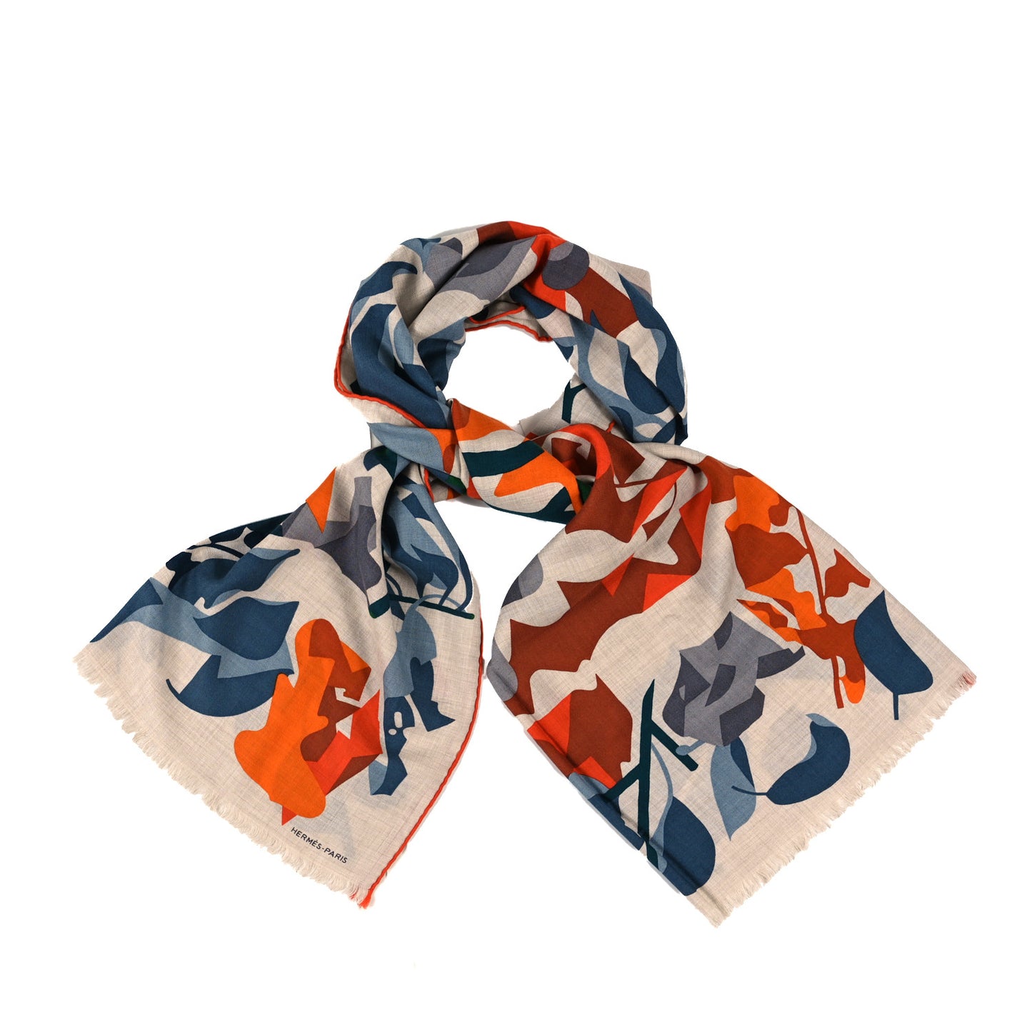 Cashmere Silk Puzzle Vegetal Rectangle Naturel Bleu Orange