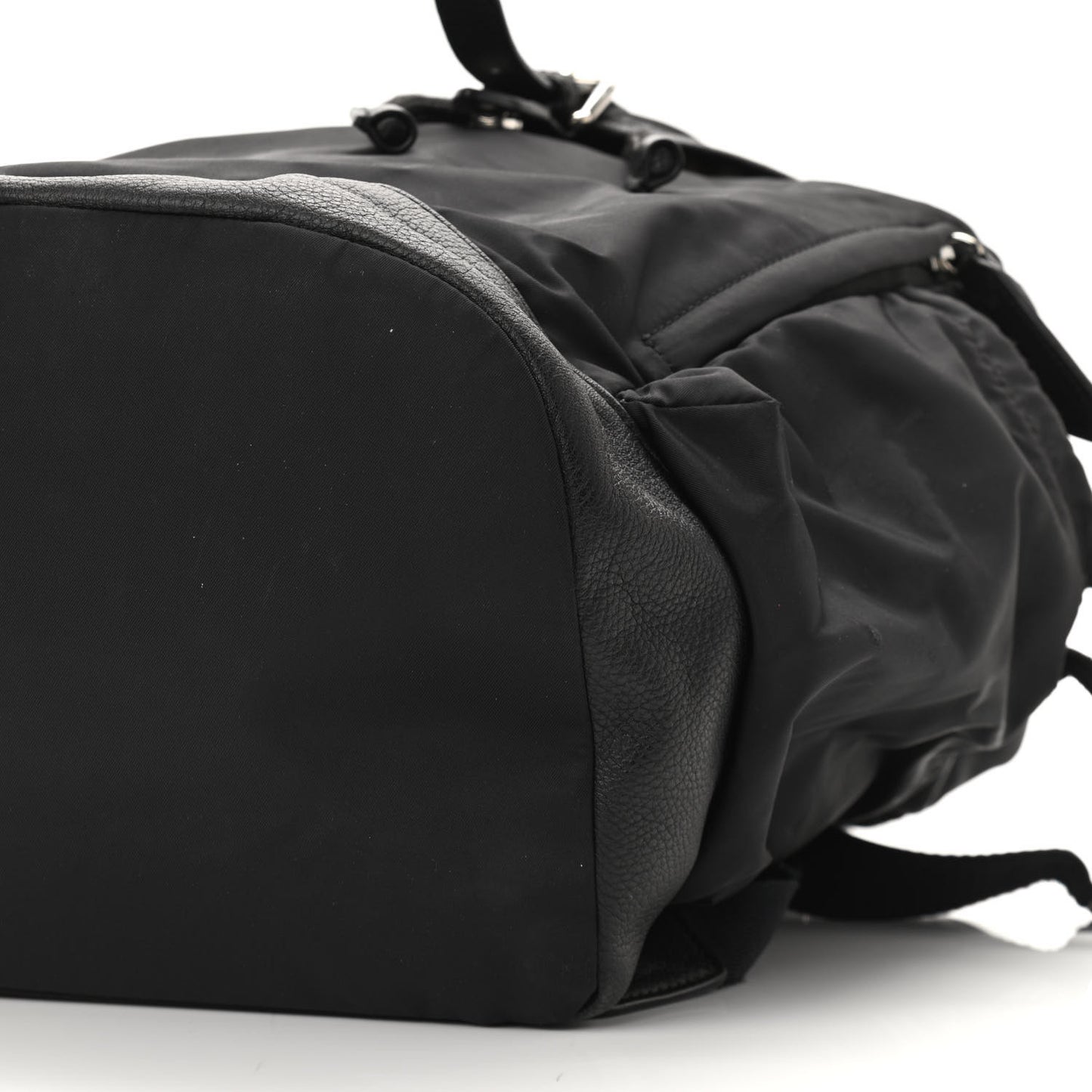 Nylon Grained Calfskin Watson Diaper Bag Black