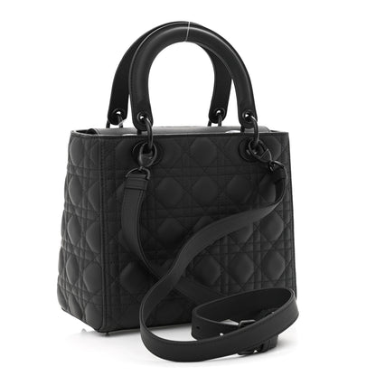 Christian Dior Ultra Matte Calfskin Cannage Medium Lady Dior Black 3 of 11