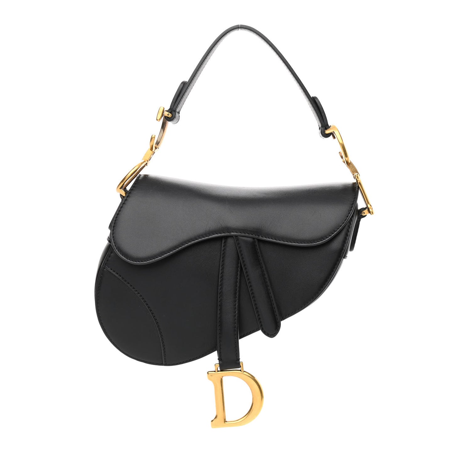 Calfskin Mini Saddle Bag Black
