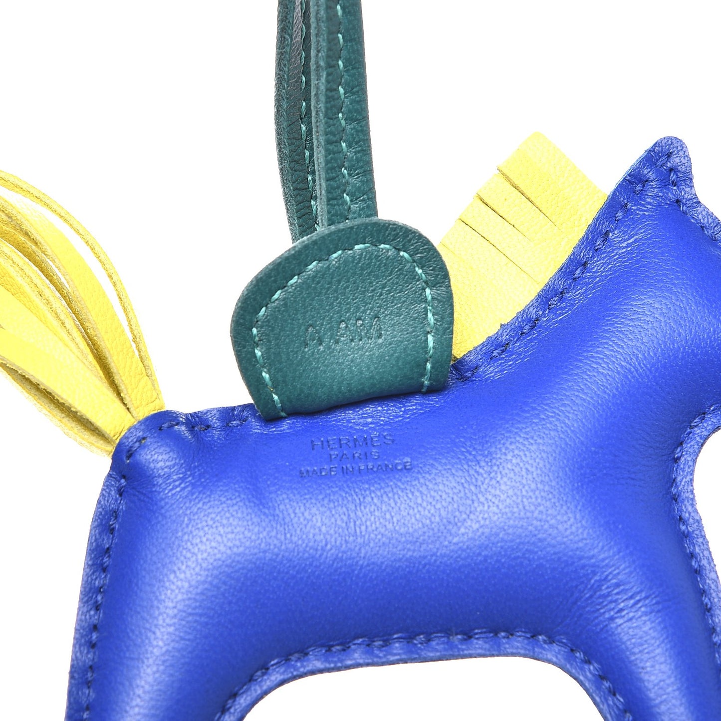 Milo Lambskin Grigri Rodeo Horse Bag Charm PM Bleu Electrique Lime Malachite