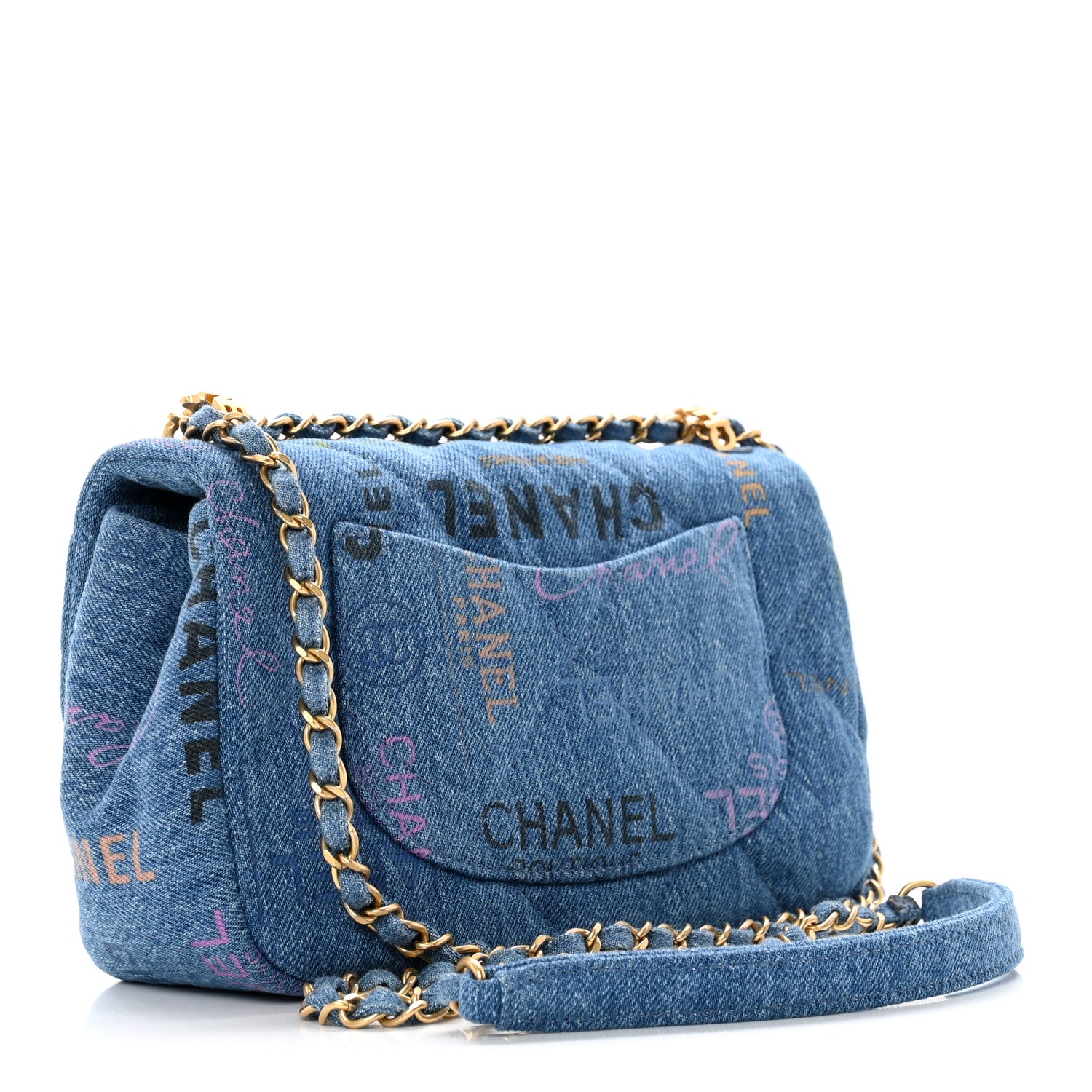 Chanel Denim Quilted Mini Denim Mood Rectangular Flap Blue Multicolor 2 of 9