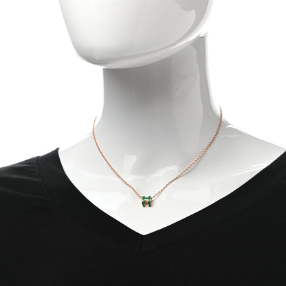 Hermes Lacquered Rose Gold Mini Pop H Pendant Necklace Vert Malachite 2 of 6