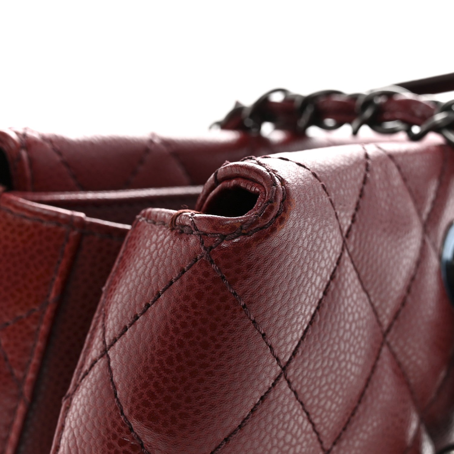 Chanel Caviar Quilted City Shopping Tote Dark Red 12 of 14
