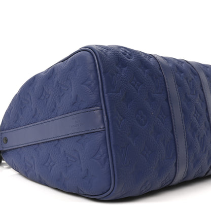 Louis Vuitton Monogram Taurillon Keepall Bandouliere 35 Blue 8 of 9