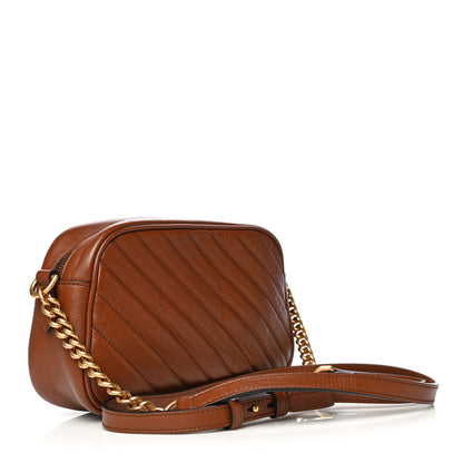 Gucci Glazed Calfskin Matelasse Diagonal Small GG Marmont Chain Shoulder Bag Cuir 3 of 19