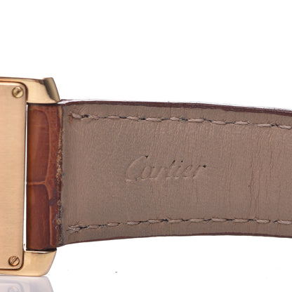 Cartier 18K Yellow Gold Alligator 25mm Tank Francaise Quartz Watch Brown 7 of 8