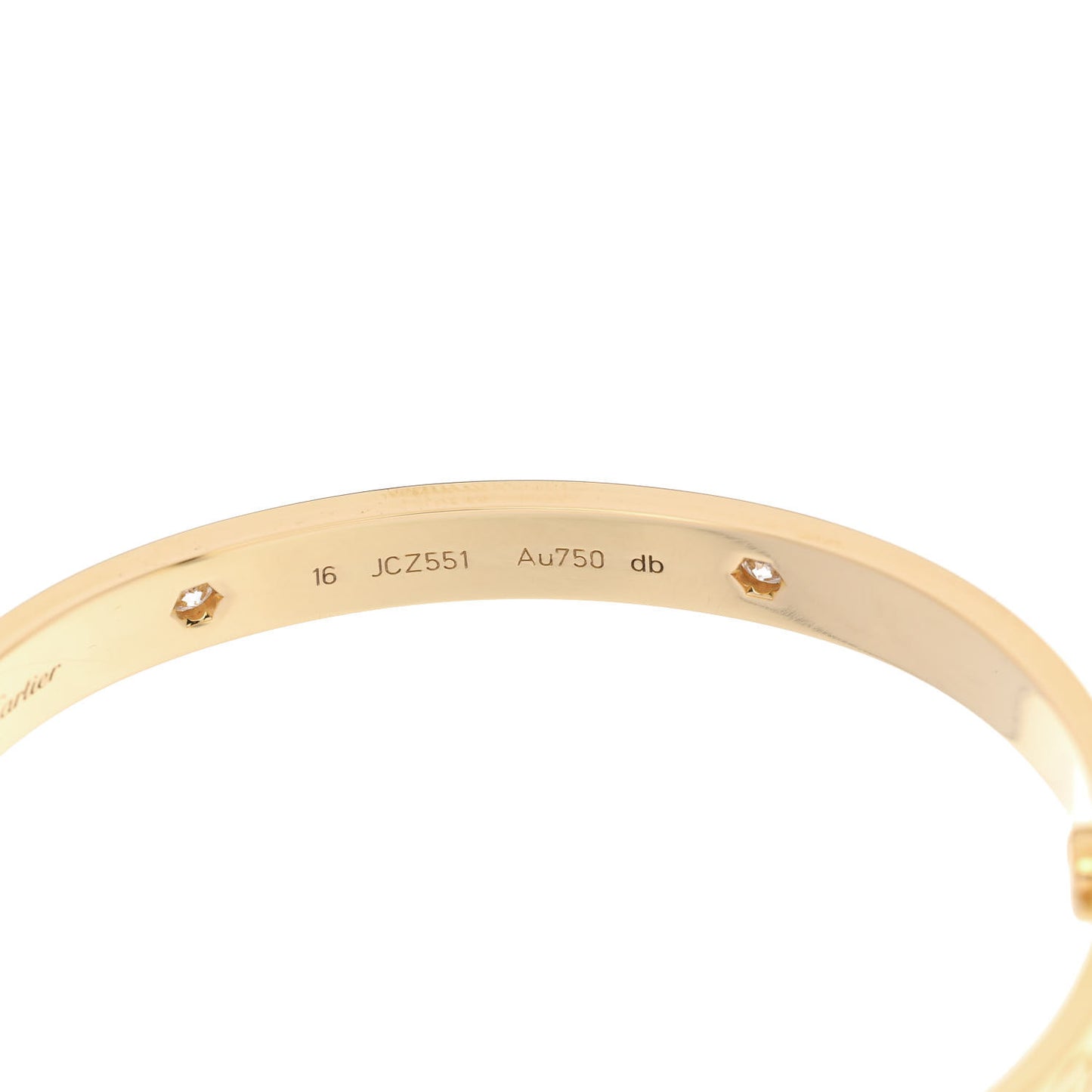 18K Yellow Gold 4 Diamond LOVE Bracelet 16