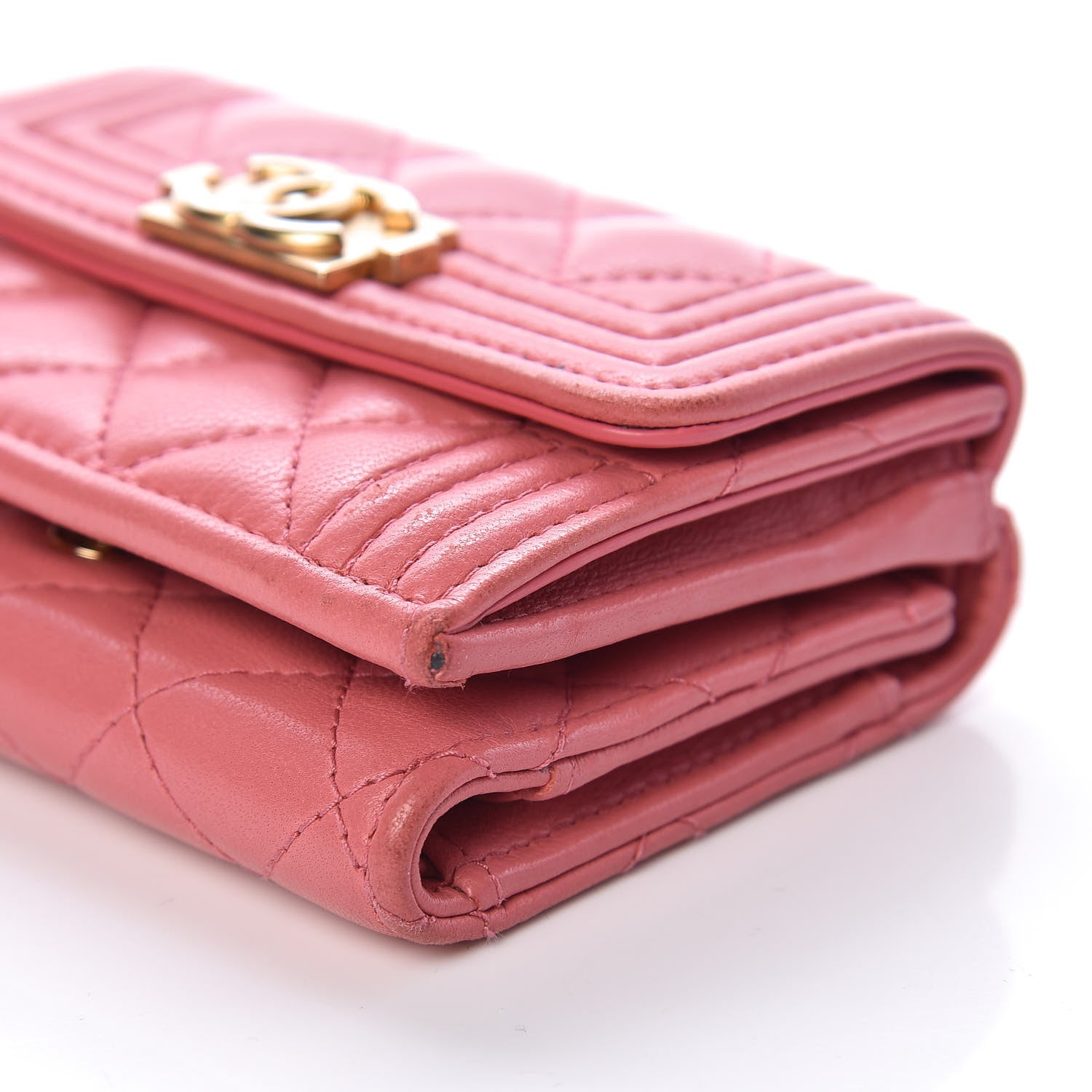 Chanel Lambskin Quilted Small Boy Flap Wallet Pink 10 of 11