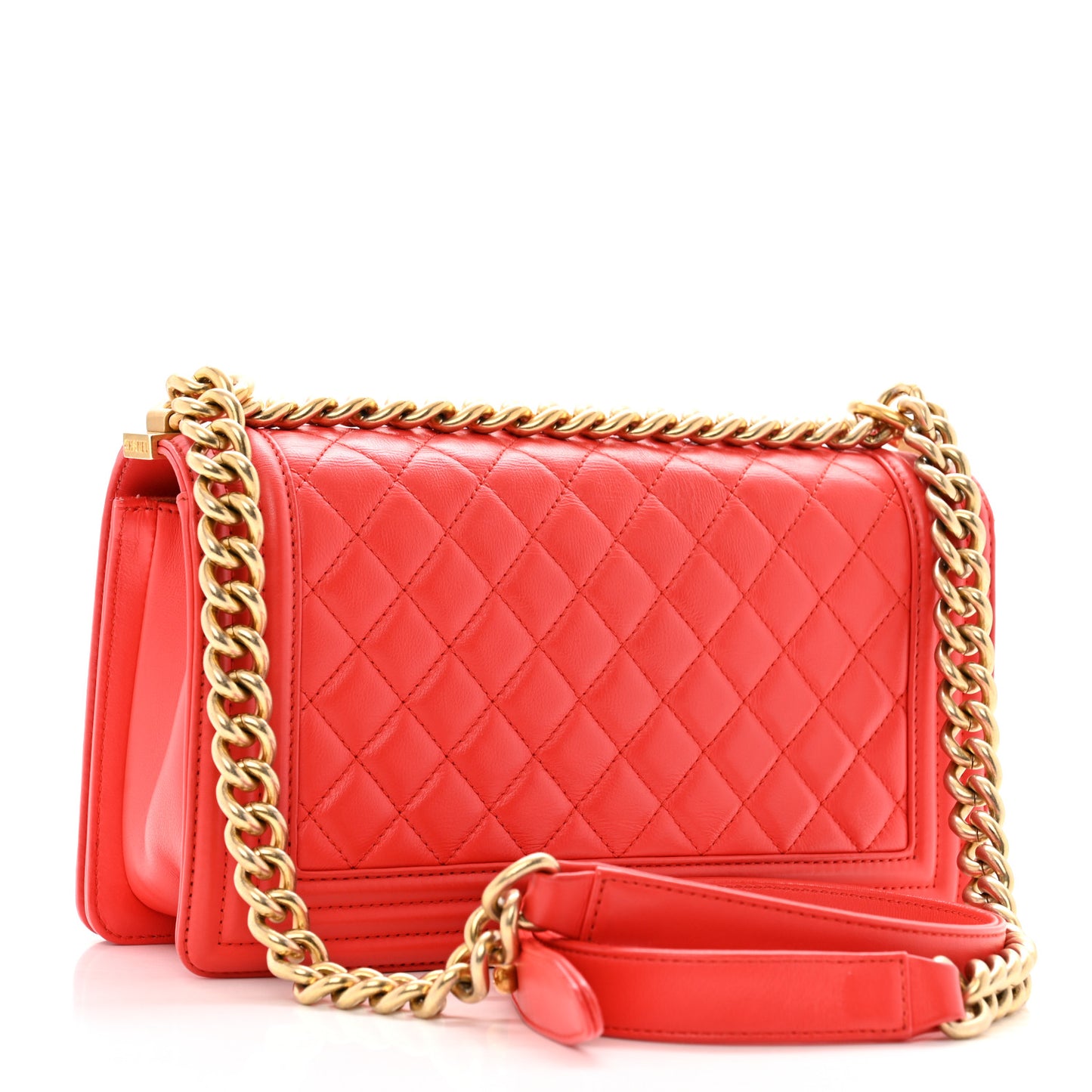 Lambskin Quilted Medium Boy Flap Red